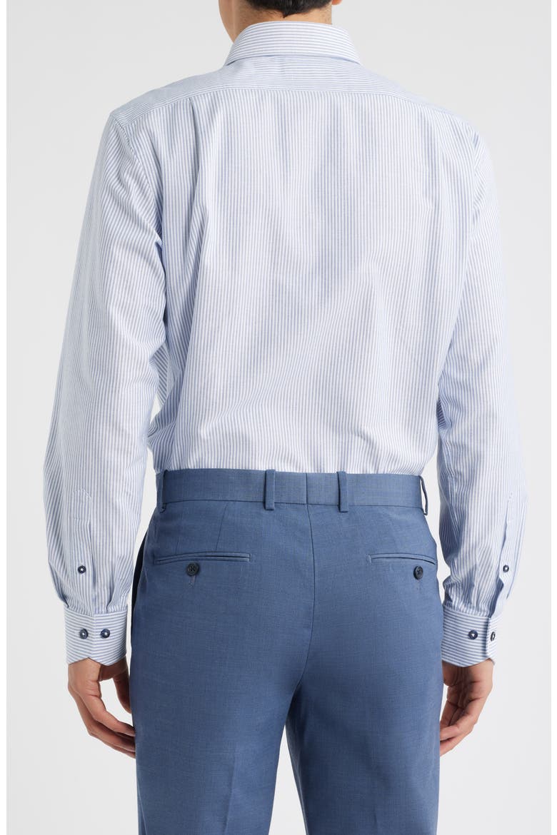 Trim Fit Stripe Cotton Oxford Cloth Dress Shirt, Alternate, color, WHITE/ BLUE STRIPE
