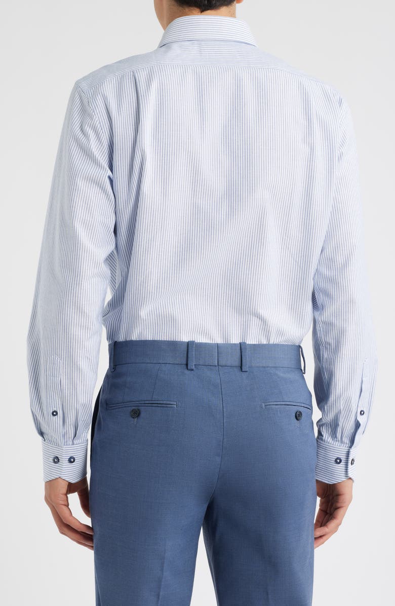 Lorenzo Uomo Trim Fit Stripe Cotton Oxford Cloth Dress Shirt, Alternate, color, White/ Blue Stripe