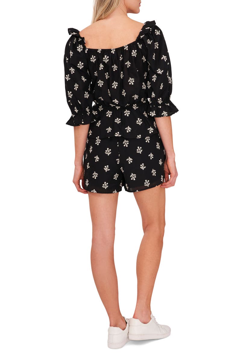 CeCe Embroidered Floral Cotton Peplum Blouse, Alternate, color,