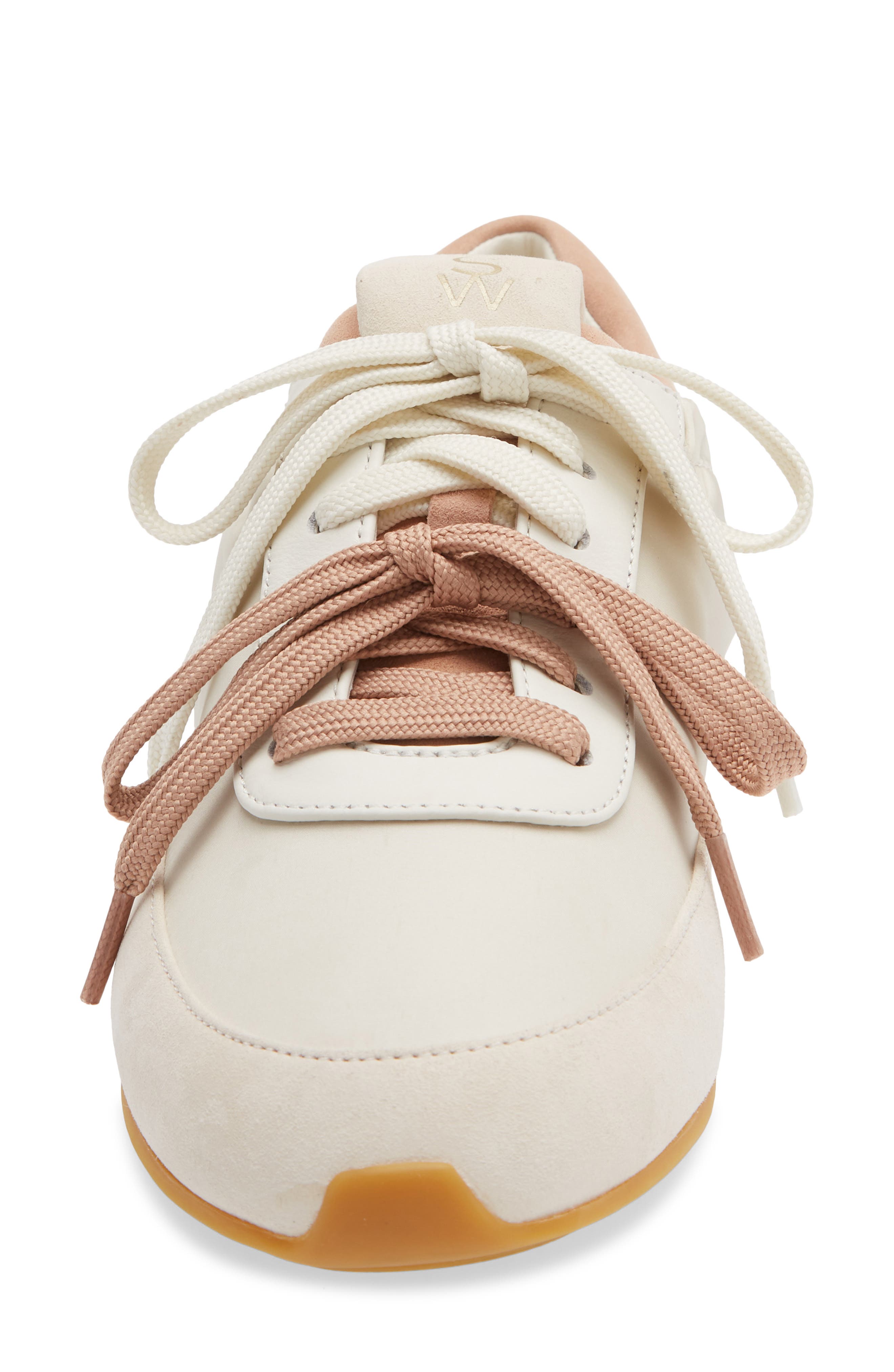 Stuart Weitzman Bondruchesnk Sneaker, Alternate, color, Linen/ Cream/ Blushful