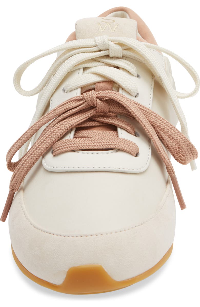 Stuart Weitzman Bondruchesnk Sneaker, Alternate, color, Linen/ Cream/ Blushful