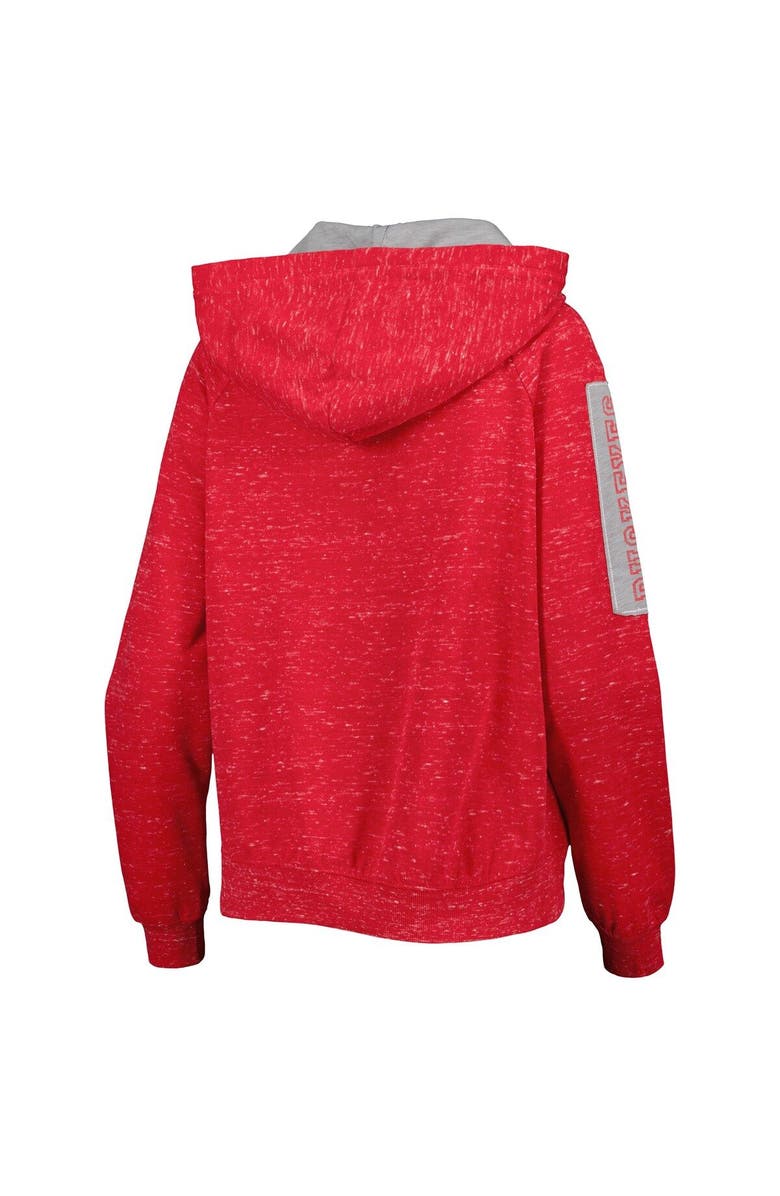 COLOSSEUM Women's Colosseum Scarlet Ohio State Buckeyes The Devil Speckle Lace-Placket Raglan Pullover Hoodie, Alternate, color,