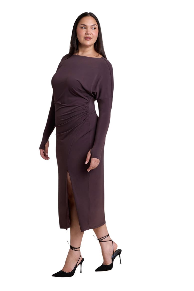 Low Back Jersey Maxi Dress (plus), Alternate, color, RAISIN
