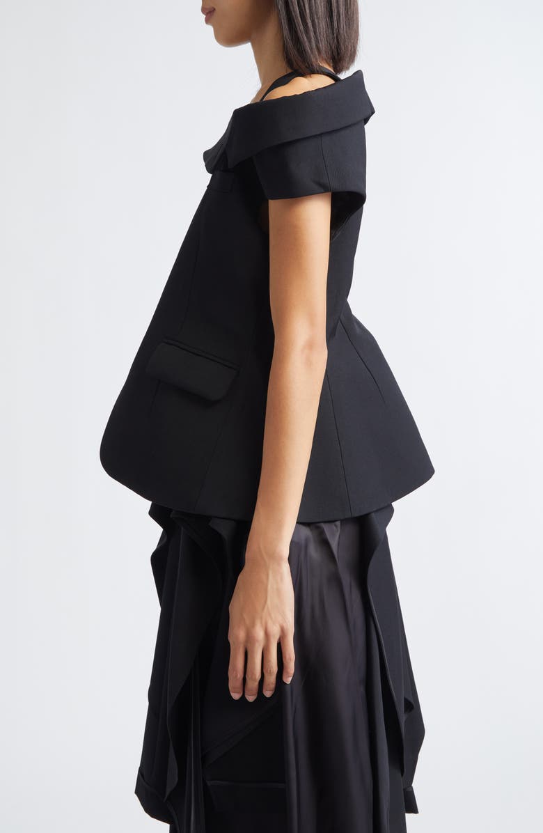 Noir Kei Ninomiya Deconstructed Wool Gabardine Jacket, Alternate, color, Black