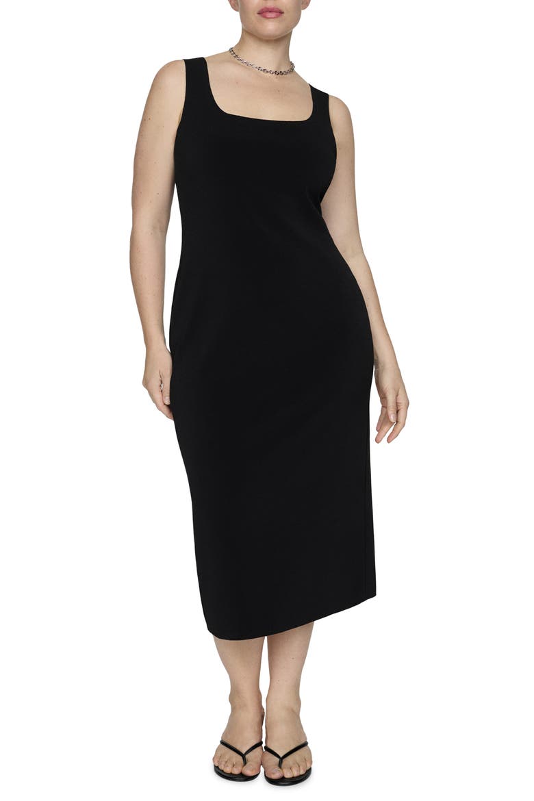 Square Neck Stretch Tank Dress, Main, color, BLACK