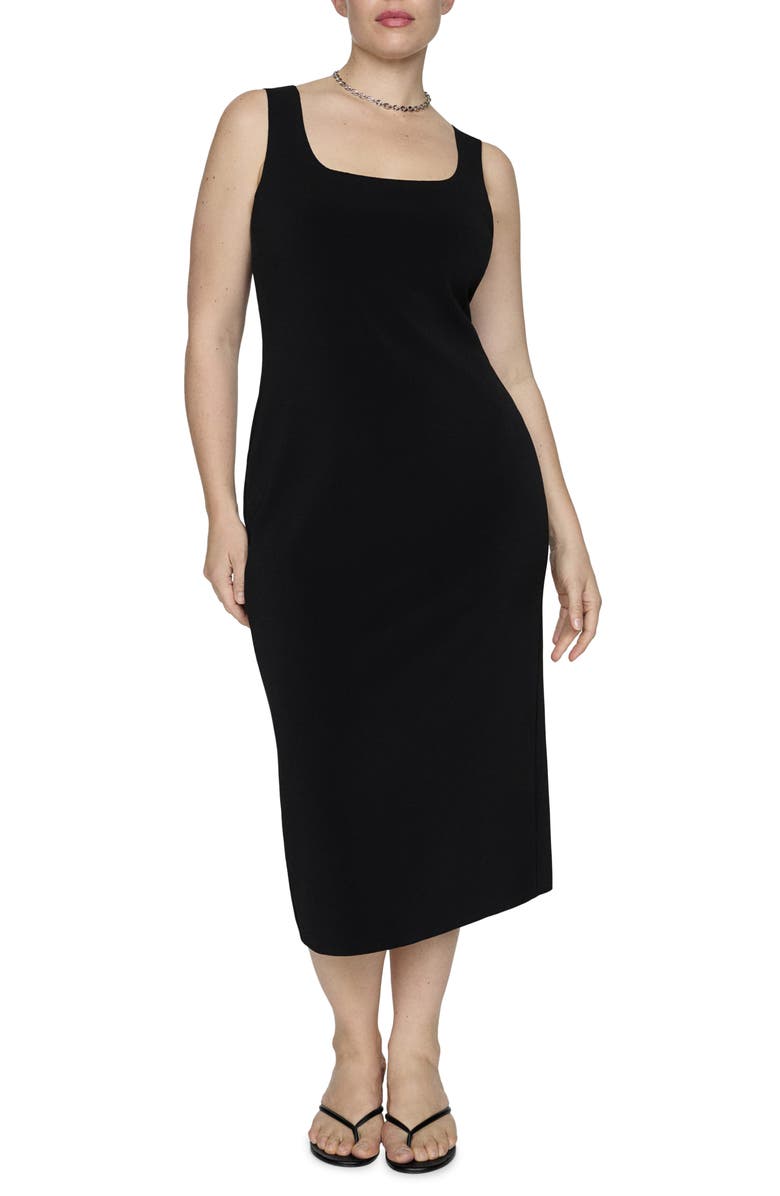 MANGO Square Neck Stretch Tank Dress, Main, color,