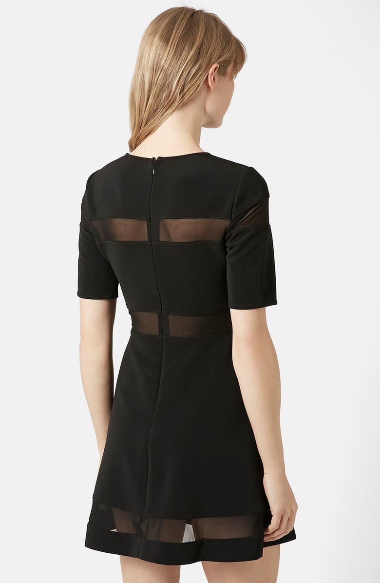 Topshop Sheer Stripe Skater Dress, Alternate, color, 