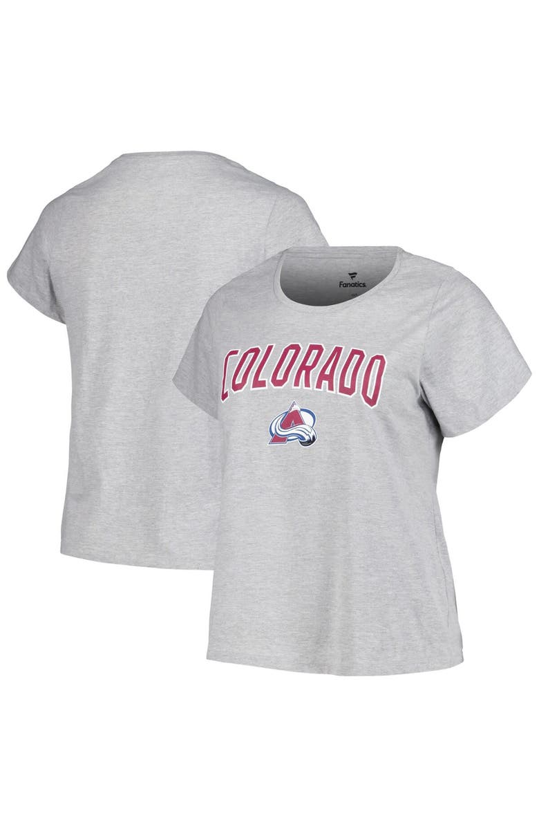 PROFILE Women's Profile Heather Gray Colorado Avalanche Plus Size Arch Over Logo T-Shirt, Main, color, Heather Gray
