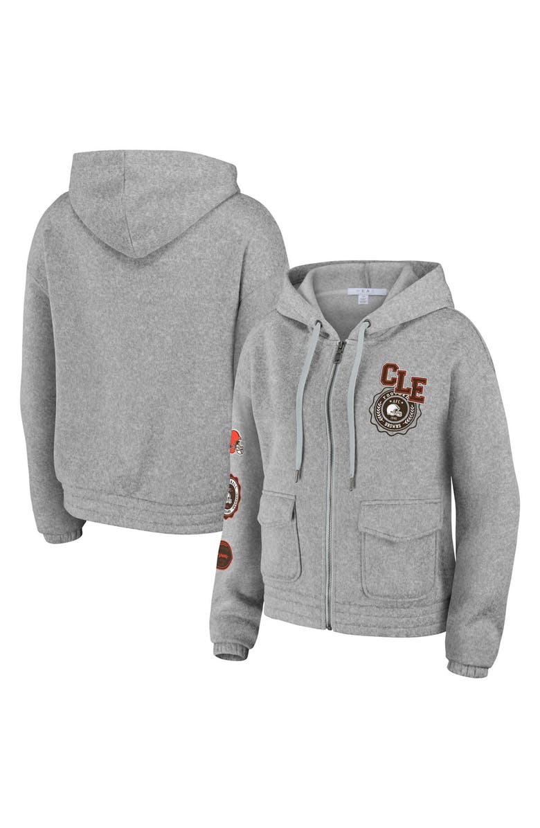 WEAR by Erin Andrews Women's WEAR by Erin Andrews Heather Gray Cleveland Browns Full-Zip Hoodie, Alternate, color, Heather Gray
