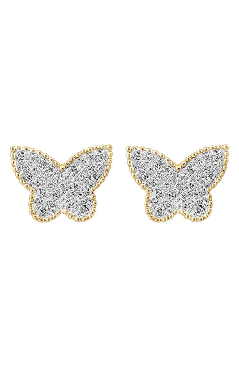 EFFY 14K Yellow Gold Butterfly Diamond Stud Earrings - 0.27ct., Alternate, color, 