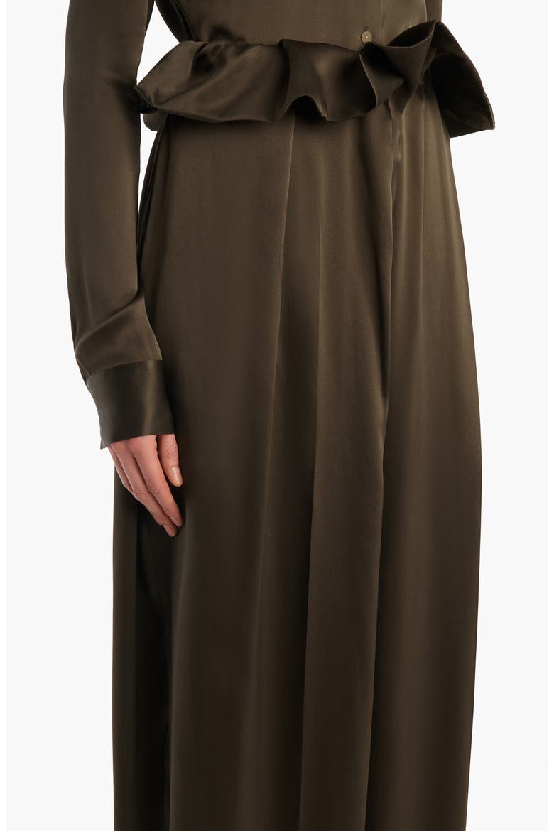 Kira Pleated Silk Pants, Alternate, color, DARK OLIVE