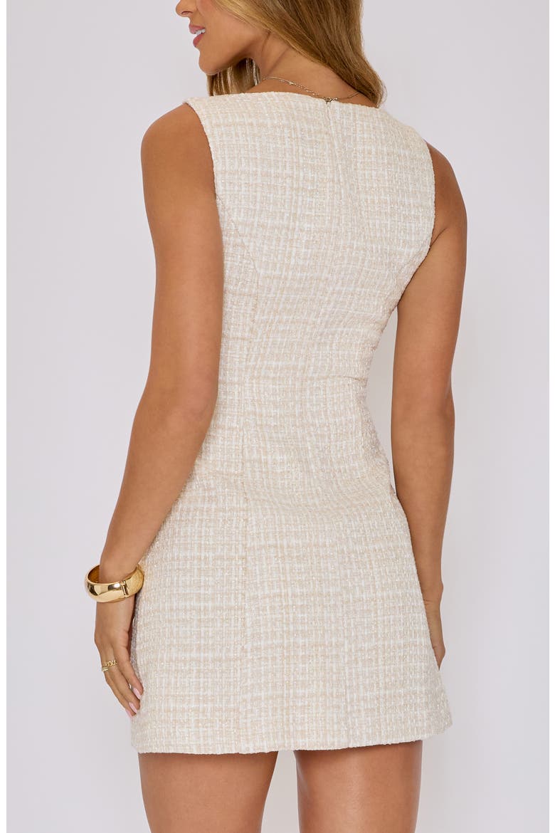 Sleeveless Tweed Minidress, Alternate, color, CREAM