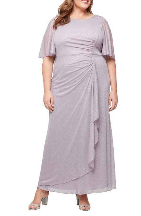 Beaded Shimmer Capelet Gown (Plus)