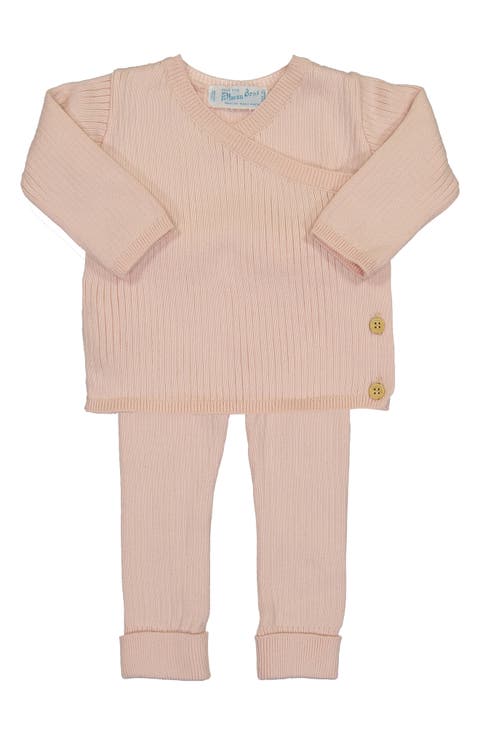 Coral Ribbed Pants Set