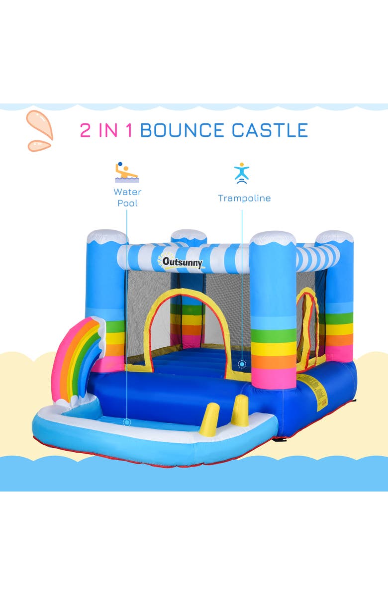 Outsunny 2-in-1 Inflatable Bounce House for Kids, Alternate, color, Multi Color