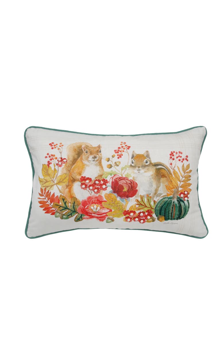 C&F Home Squirrel & Chipmunk Harvest Pillow, Main, color, Orange