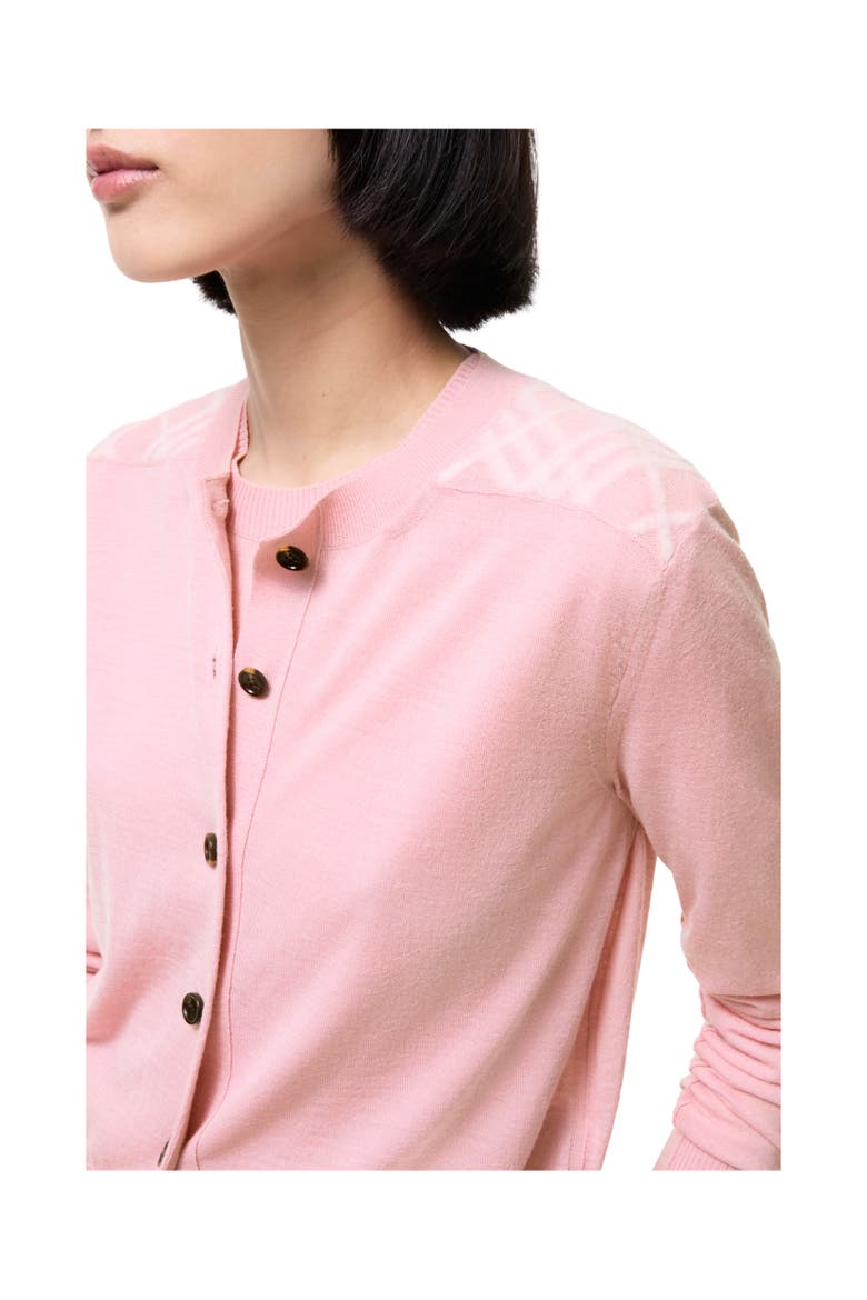 Check Panel Wool Silk Cardigan, Alternate, color, Begonia pink