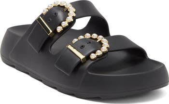 【Stuart Weitzman】パールバックルサンダル Stuart Weitzman Imitation Pearl Buckle Slide Sandal (Women