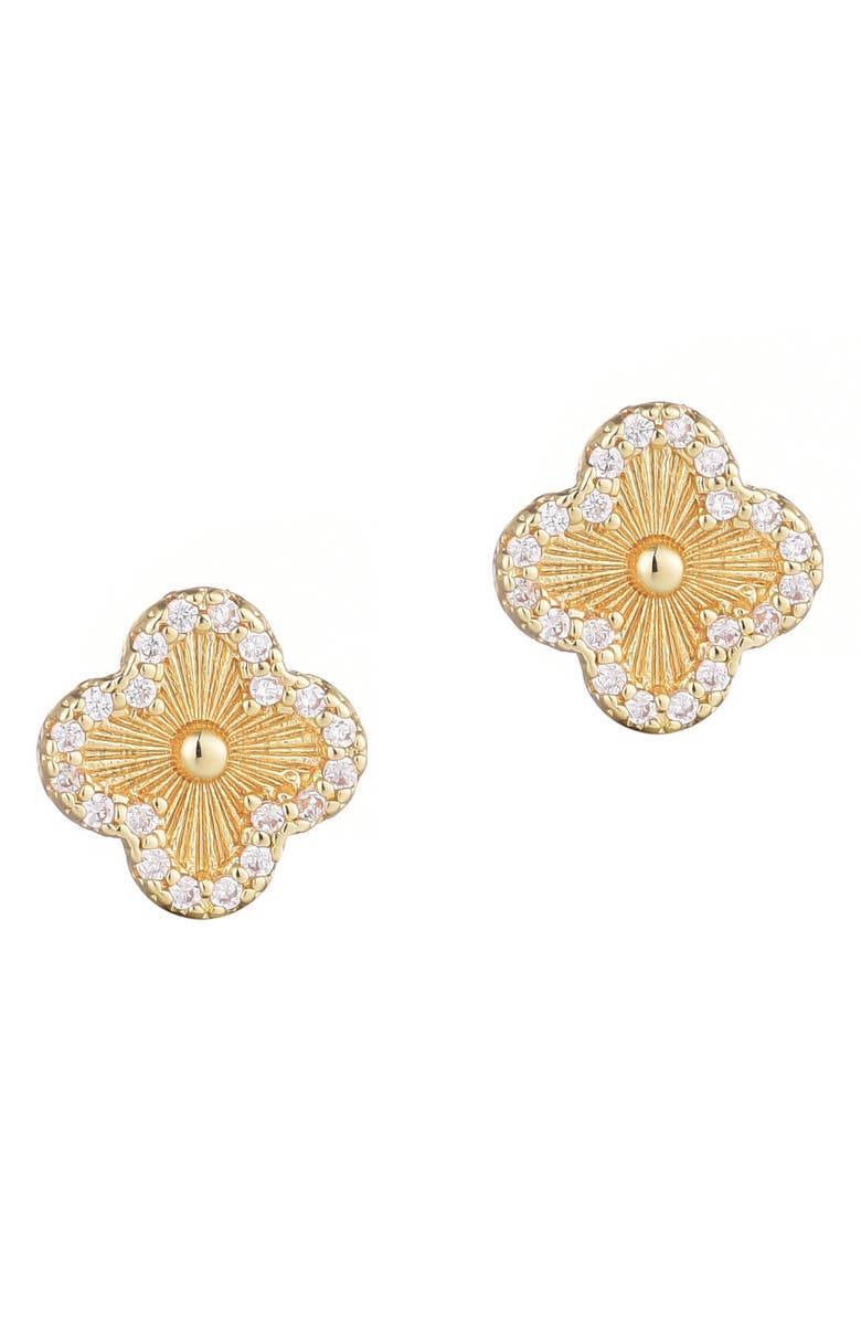 Adornia Pavé CZ Clover Stud Earrings, Main, color, Gold