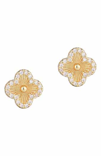 Adornia Pavé CZ Clover Stud Earrings