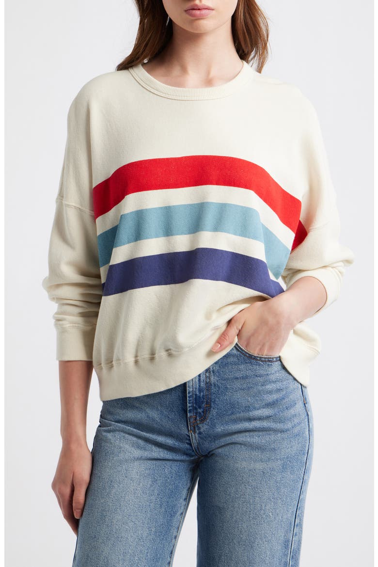The Teammate Stripe Sweatshirt, Main, color, WASHED WHITE