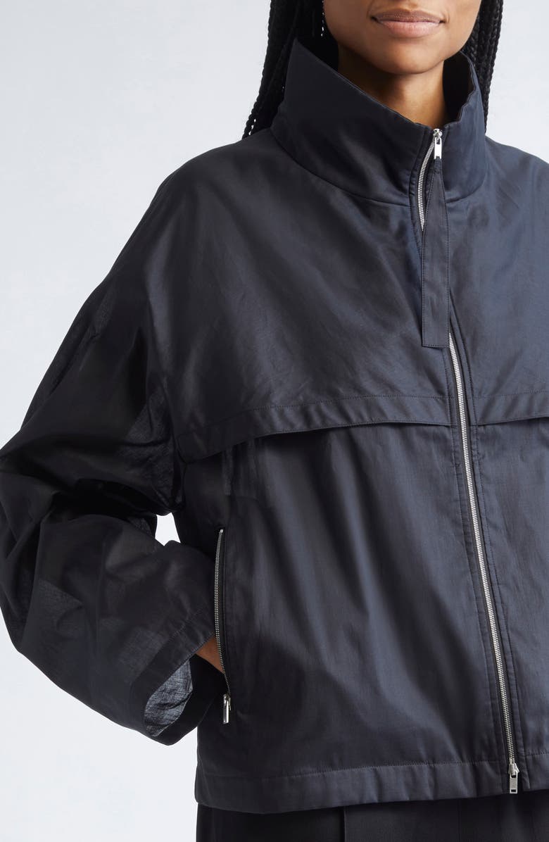 Jil Sander Cotton Organdy Blouson Jacket, Alternate, color, Black