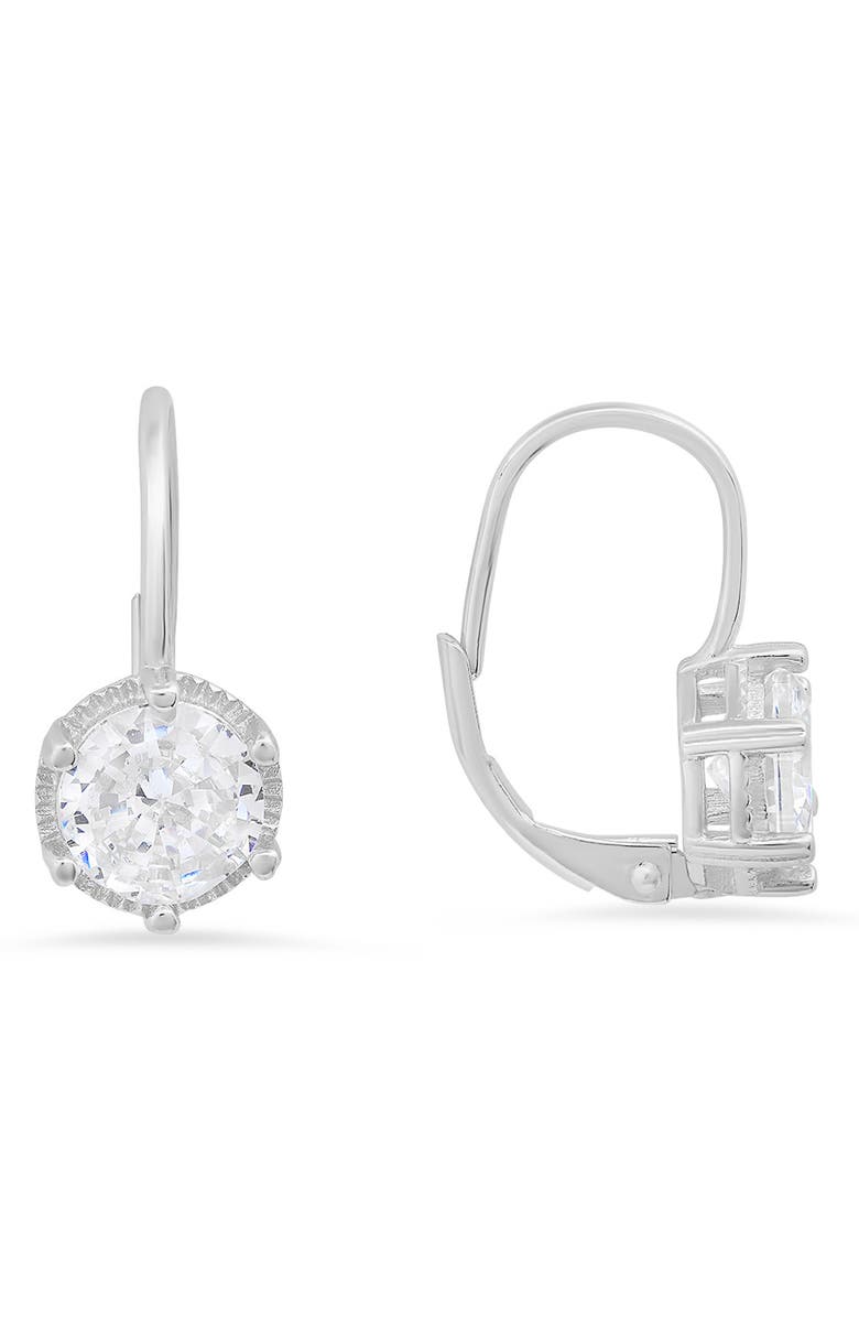 Queen Jewels Sterling Silver Round CZ Leverback Earrings, Main, color, 