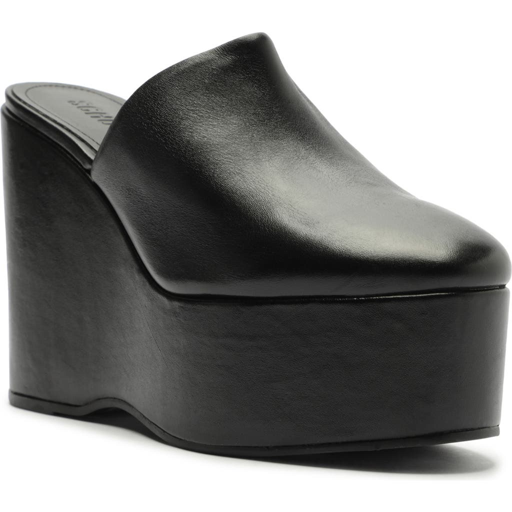 Schutz Sierra Leather Platform Wedge Mules In Black