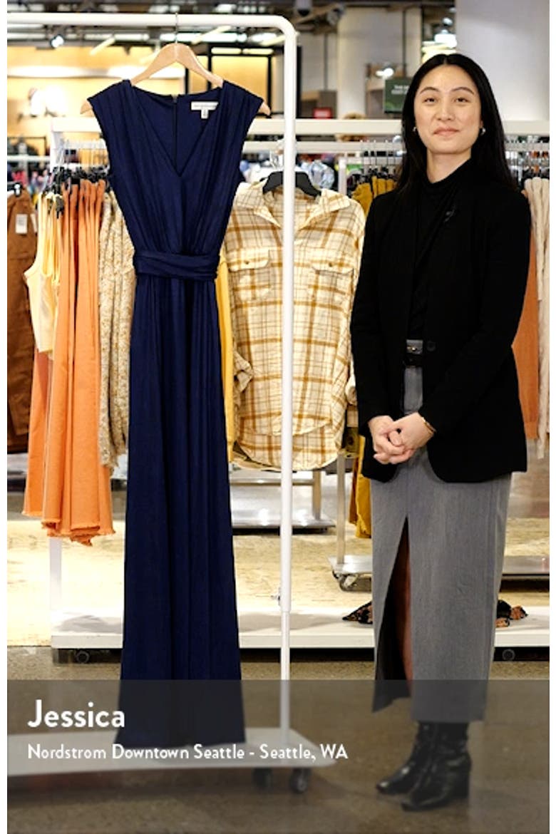 Krista Plunge Neck Side Slit Gown video