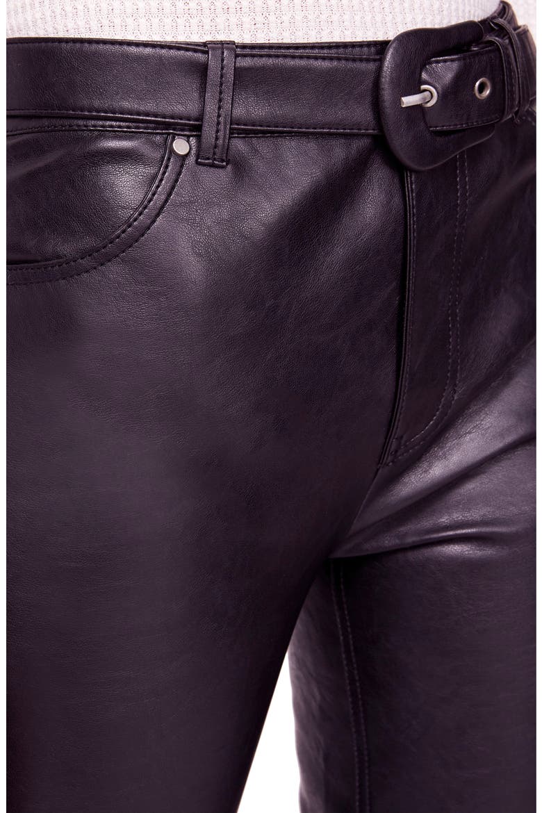 Belted Faux Leather Skinny Pants, Alternate, color, BLACK