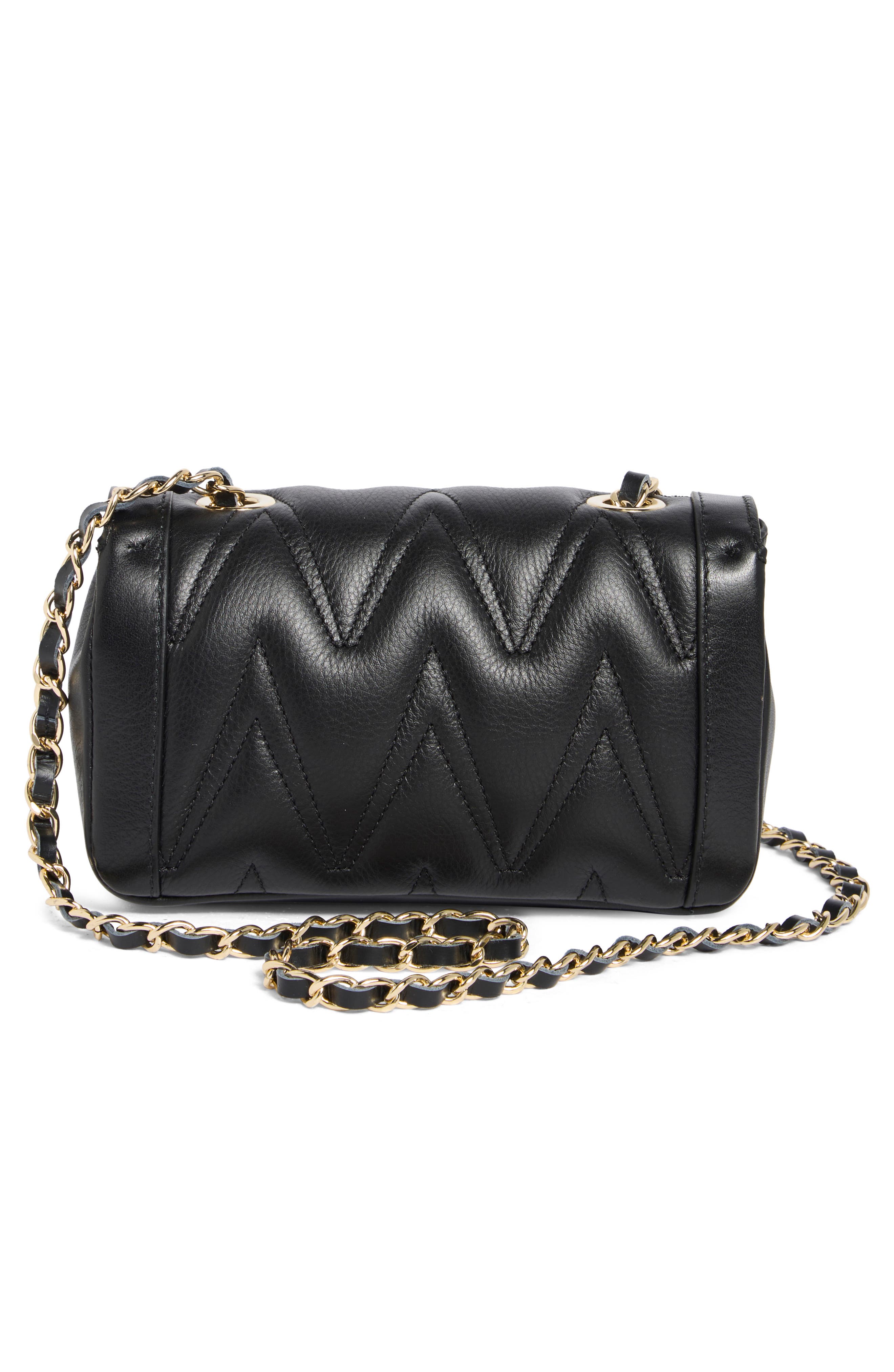 Lady Diamond Leather Crossbody Bag, Alternate, color, BLACK
