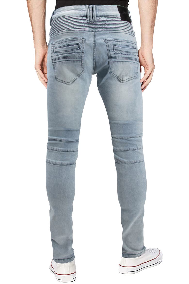 Rawx Distressed Moto Skinny Fit Jeans - 30-32" Inseam, Alternate, color, LT BLUE