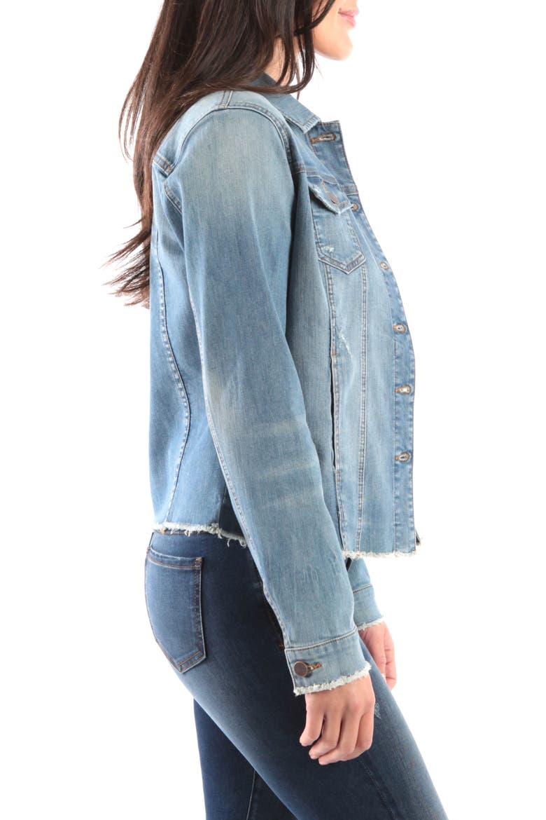 Arielle Frayed Denim Jacket, Alternate, color, PROCESS