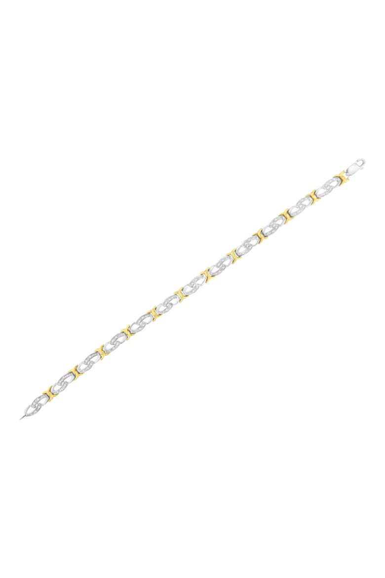 10k Yellow Gold Plated Silver 1/4 cttw Diamond Infinity and X Link Bracelet, Alternate, color, Yellow