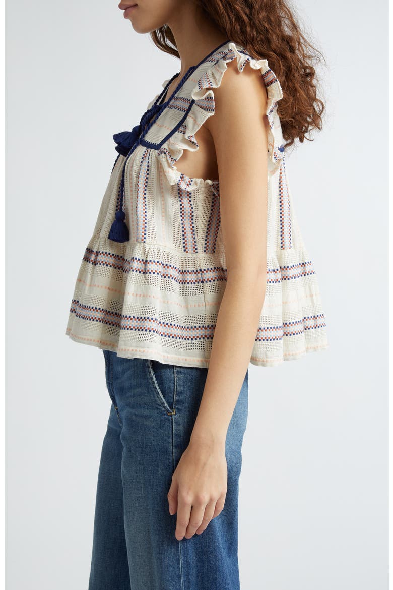 Chelsea Ruffle Cotton Blend Top, Alternate, color, OKEEFFE STRIPE
