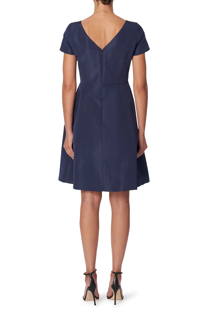 Carolina Herrera Beatuea Neck Silk A-Line Dress, Alternate, color, Midnight