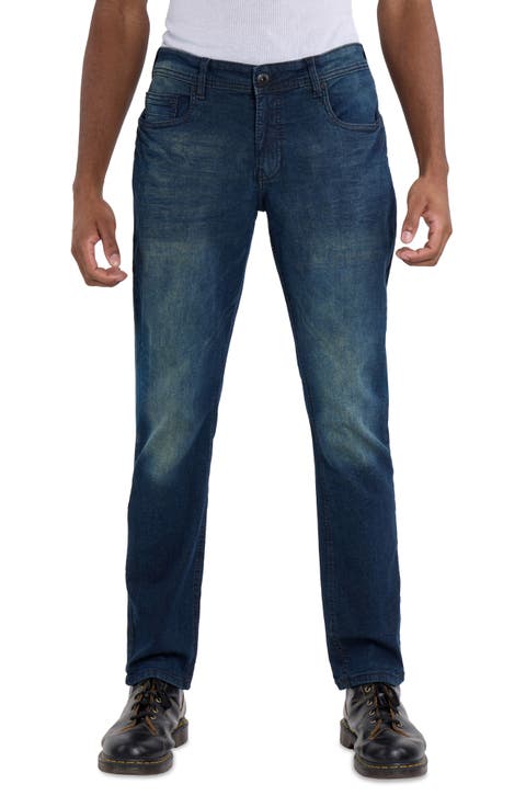 Saddle Stitch Stretch Straight Leg Jeans