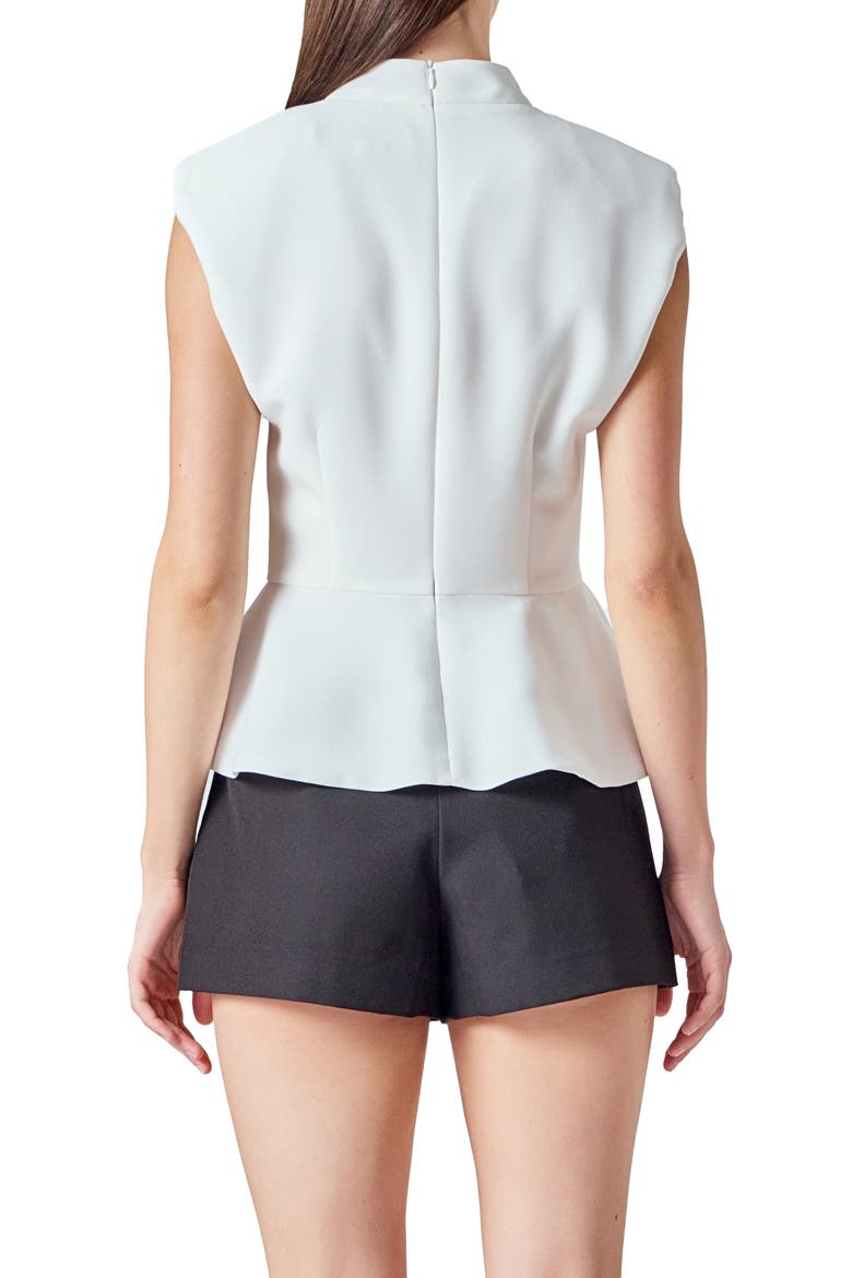 Mock Neck Sleeveless Peplum Top, Alternate, color, OFF WHITE