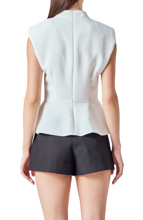 Endless Rose Mock Neck Sleeveless Peplum Top In White