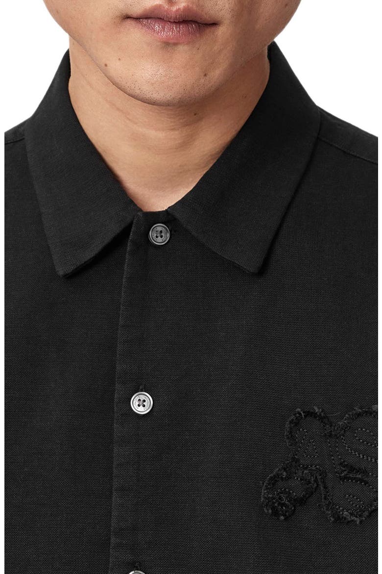 Torres Short Sleeve Button Up Shirt, Alternate, color, ORCA BLACK
