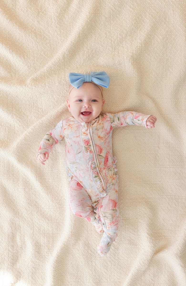 Posh Peanut Ruffle Zip Footie, Alternate, color, Light/ Pastel Blue