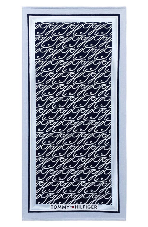 Tommy Hilfiger Allover Monogram Beach Towel in Navy Multi at Nordstrom