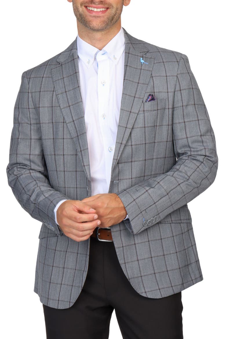 Mélange Windowpane Sport Coat, Alternate, color, MELANGE GREY