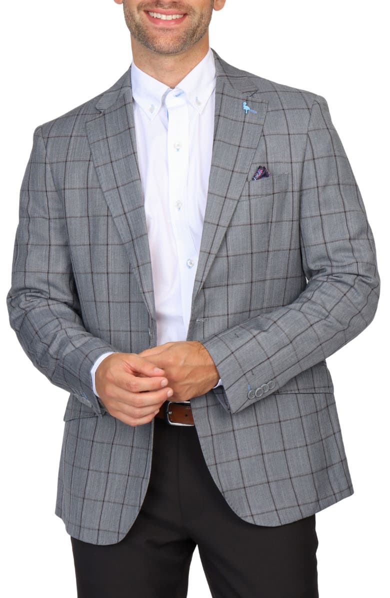 TailorByrd Mélange Windowpane Sport Coat, Alternate, color, Melange Grey