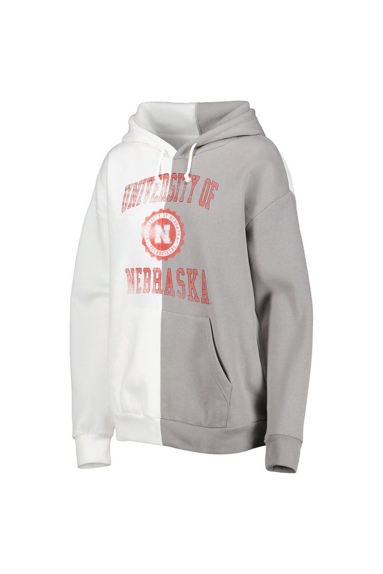 Women's Gameday Couture Gray/White Nebraska Huskers Split Pullover Hoodie, Alternate, color, White