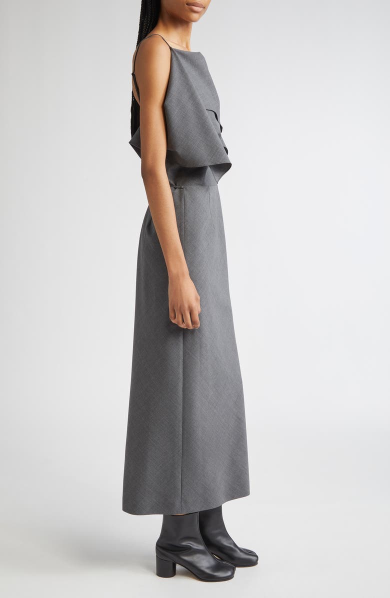 MM6 Maison Margiela Folded Convertible Stretch Gabardine Dress, Alternate, color, Dark Grey Melange