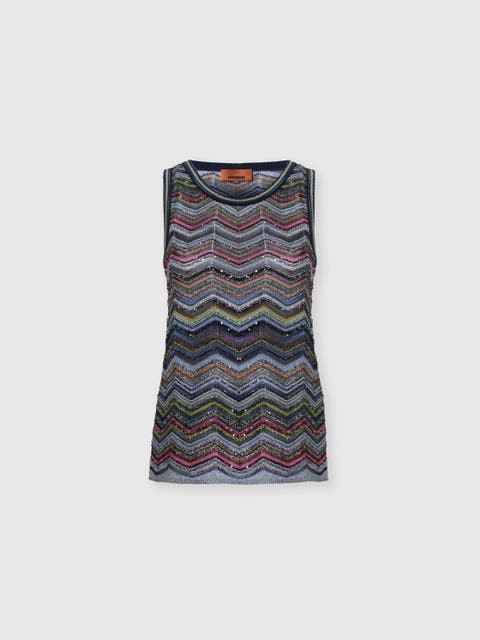 Sleeveless Chevron Viscose-blend Top