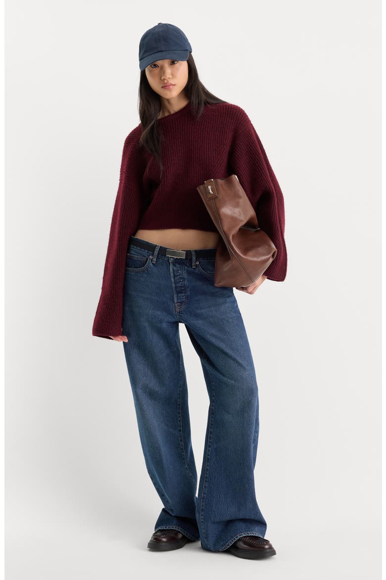 The Chunky Knit Crewneck Sweater, Alternate, color, BERRY NOIR