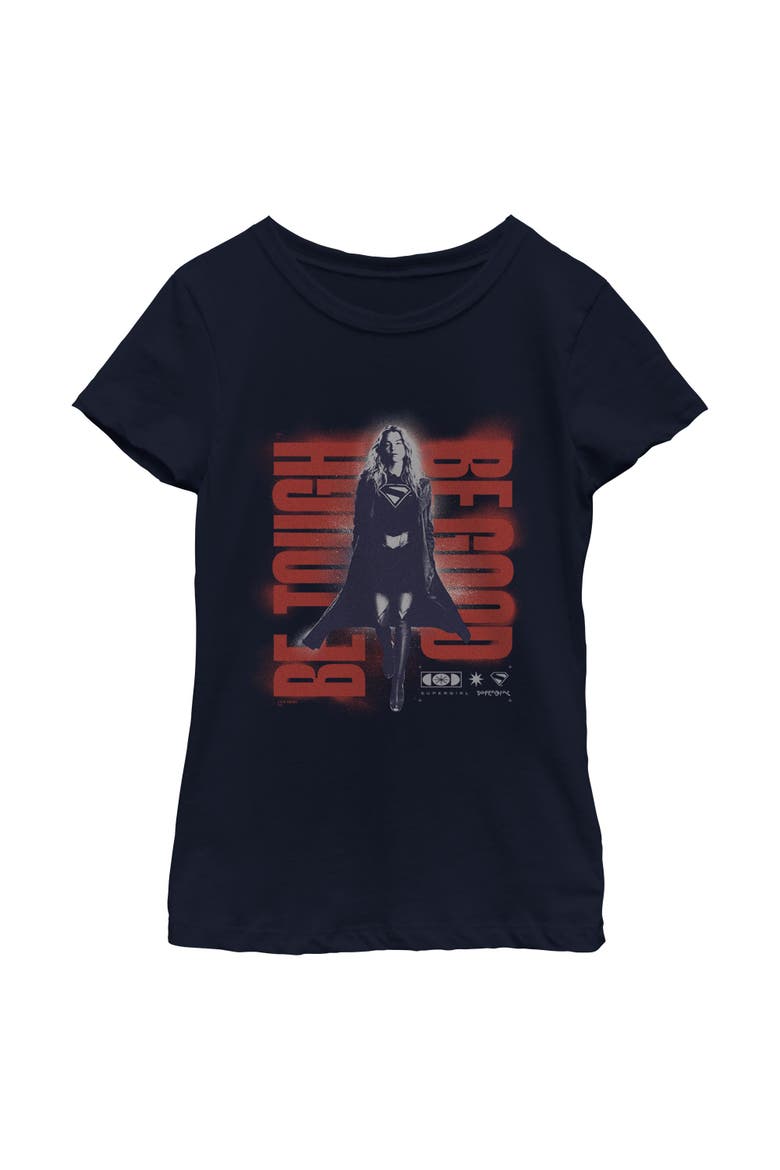 Girl's Supergirl Kara Be Tough  Graphic T-Shirt, Main, color, Navy Blue