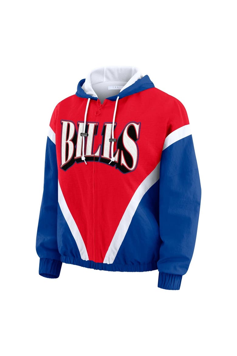 Women's WEAR by Erin Andrews Red/Royal Buffalo Bills Retro Crinkle Full-Zip Hoodie Windbreaker, Alternate, color, Red